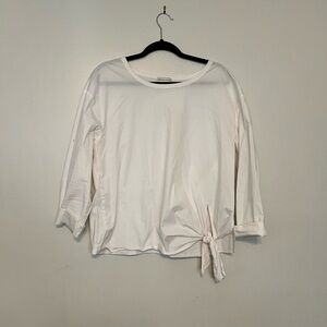 White Tie-Front Women's Top